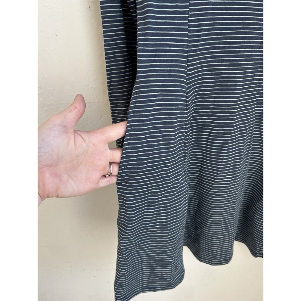 Toad & Co Windmere Dress S Striped Blue Organic Cotton Long Sleeve Casual - Picture 4 of 6